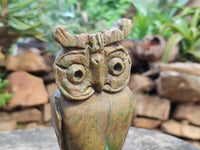 Hand Made Green Verdite Owl Carvings x 2 From Zimbabwe