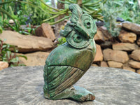 Hand Made Green Verdite Owl Carvings x 2 From Zimbabwe