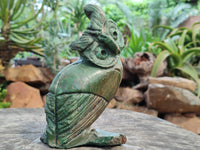 Hand Made Green Verdite Owl Carvings x 2 From Zimbabwe