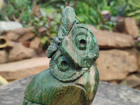 Hand Made Green Verdite Owl Carvings x 2 From Zimbabwe