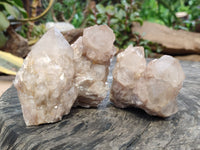 Natural Smokey Phantom Quartz Clusters x 6 From Luena, Congo