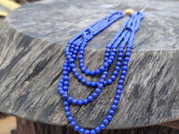 Polished AA Grade 4 Strand Lapis Lazuli Bead Necklace - Sold Per Item - From Afghanistan