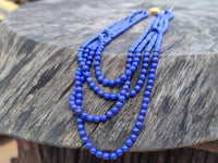 Polished AA Grade 4 Strand Lapis Lazuli Bead Necklace - Sold Per Item - From Afghanistan