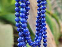 Polished AA Grade 4 Strand Lapis Lazuli Bead Necklace - Sold Per Item - From Afghanistan