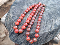 Polished Brecciated Red Jasper Ball Shaped Beaded Necklace - Sold Per Item - From South Africa