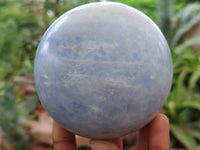 Polished Blue Calcite Spheres x 2 From Madagascar