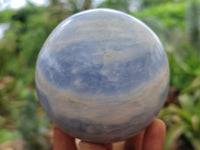 Polished Blue Calcite Spheres x 2 From Madagascar