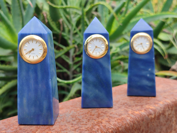 Polished Blue Quartz Obelisk Clock Towers - sold per item - From China