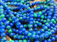 Polished A Grade Azurite and Malachite Ball Shaped Beaded Necklace - Sold Per Item - From Congo