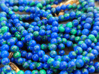 Polished A Grade Azurite and Malachite Ball Shaped Beaded Necklace - Sold Per Item - From Congo