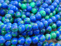 Polished A Grade Azurite and Malachite Ball Shaped Beaded Necklace - Sold Per Item - From Congo