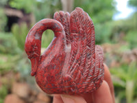 Polished Red Jasper Swan Carvings - sold per item - From South Africa