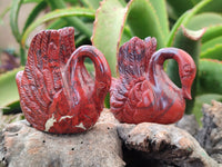 Polished Red Jasper Swan Carvings - sold per item - From South Africa