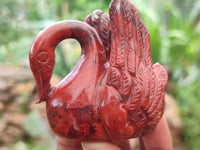 Polished Red Jasper Swan Carvings - sold per item - From South Africa