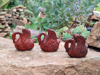 Polished Red Jasper Swan Carvings - sold per item - From South Africa