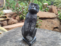 Hand Made Black Soapstone Baboon Carving x 1 From Zimbabwe