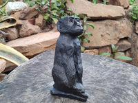 Hand Made Black Soapstone Baboon Carving x 1 From Zimbabwe