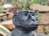 Hand Made Black Soapstone Baboon Carving x 1 From Zimbabwe