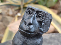 Hand Made Black Soapstone Baboon Carving x 1 From Zimbabwe