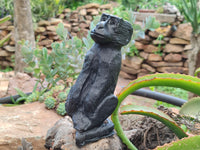 Hand Made Black Soapstone Baboon Carving x 1 From Zimbabwe