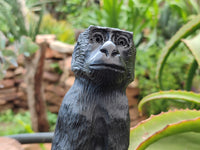 Hand Made Black Soapstone Baboon Carving x 1 From Zimbabwe