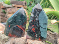 Polished Bloodstone Points x 3 From Swaziland