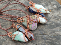 Hand Made Copper Wire Wrapped Stone Pendants x 6 From Southern Africa