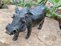 Hand Made Serpentine Warthog Carving x 1 From Zimbabwe