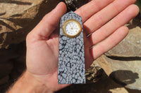 Polished Classic Snowflake Obsidian Obelisk Clock Towers - sold per item - From Mexico