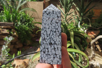 Polished Classic Snowflake Obsidian Obelisk Clock Towers - sold per item - From Mexico