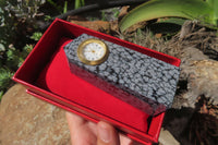 Polished Classic Snowflake Obsidian Obelisk Clock Towers - sold per item - From Mexico