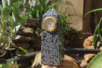 Polished Classic Snowflake Obsidian Obelisk Clock Towers - sold per item - From Mexico