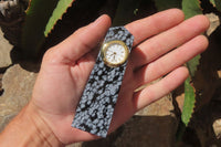 Polished Classic Snowflake Obsidian Obelisk Clock Towers - sold per item - From Mexico