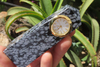 Polished Classic Snowflake Obsidian Obelisk Clock Towers - sold per item - From Mexico