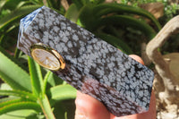 Polished Classic Snowflake Obsidian Obelisk Clock Towers - sold per item - From Mexico