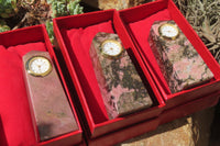 Polished Pink Rhodonite Obelisk Clock Towers - sold per item - From Madagascar