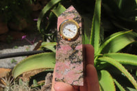 Polished Pink Rhodonite Obelisk Clock Towers - sold per item - From Madagascar