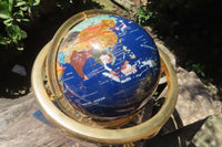 Hand Made Lapis Lazuli and Mixed Gemstone World Globe with Metal Stand - sold per item -  From China