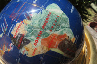 Hand Made Lapis Lazuli and Mixed Gemstone World Globe with Metal Stand - sold per item -  From China