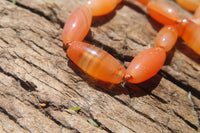 Polished Carnelian Agate Barrel Shaped Beaded Necklace - Sold per Item - From Botswana