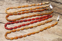 Polished Carnelian Agate Barrel Shaped Beaded Necklace - Sold per Item - From Botswana