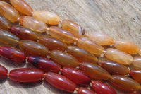 Polished Carnelian Agate Barrel Shaped Beaded Necklace - Sold per Item - From Botswana