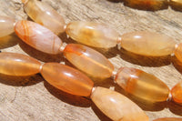 Polished Carnelian Agate Barrel Shaped Beaded Necklace - Sold per Item - From Botswana