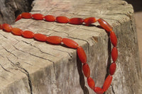 Polished Carnelian Agate Barrel Shaped Beaded Necklace - Sold per Item - From Botswana