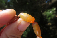 Polished Carnelian Agate Barrel Shaped Beaded Necklace - Sold per Item - From Botswana