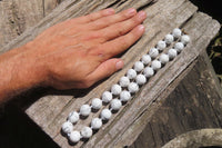 Polished Lightning Strike Magnesite - Howlite Ball Shaped Beaded Necklace - Sold Per Item - From Zimbabwe