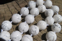 Polished Lightning Strike Magnesite - Howlite Ball Shaped Beaded Necklace - Sold Per Item - From Zimbabwe