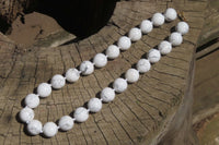 Polished Lightning Strike Magnesite - Howlite Ball Shaped Beaded Necklace - Sold Per Item - From Zimbabwe