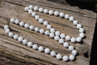 Polished Lightning Strike Magnesite - Howlite Ball Shaped Beaded Necklace - Sold Per Item - From Zimbabwe