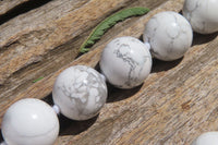 Polished Lightning Strike Magnesite - Howlite Ball Shaped Beaded Necklace - Sold Per Item - From Zimbabwe